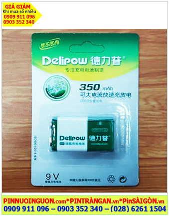Delipow 9v350mAh; Pin sạc 9v Delipow 9v350mAh (NiMh 9v350mAh) _Vỉ 1viên